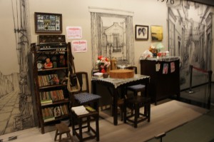 a room with a table and chairs
