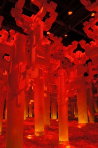 a red light inside a building