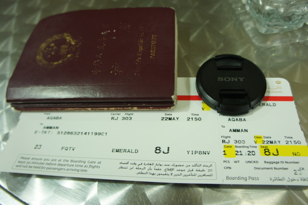 a passport and a camera on a ticket