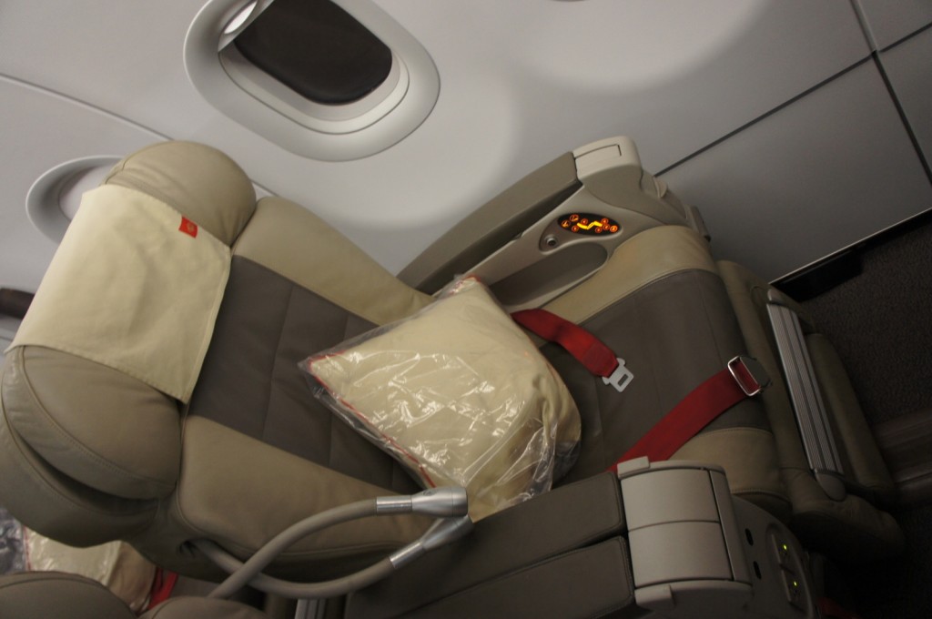 a seat with a bag on it