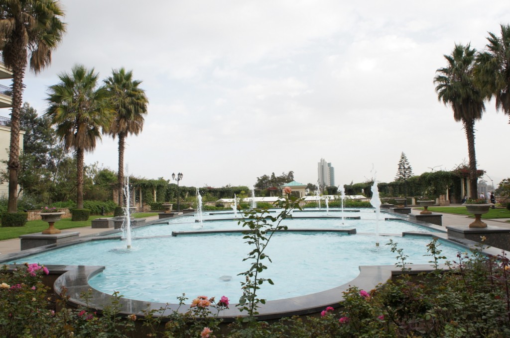 a fountain in a park