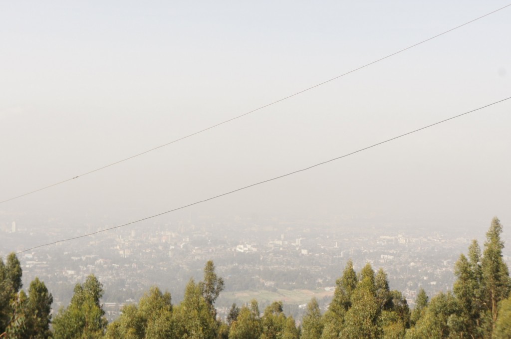 a power lines above a city