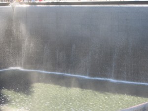 a water pouring from a wall