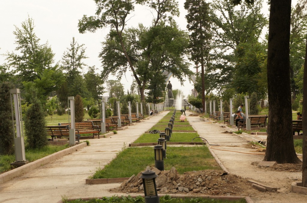 a park with benches and trees