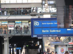 a blue sign with white text