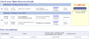 a screenshot of a flight schedule