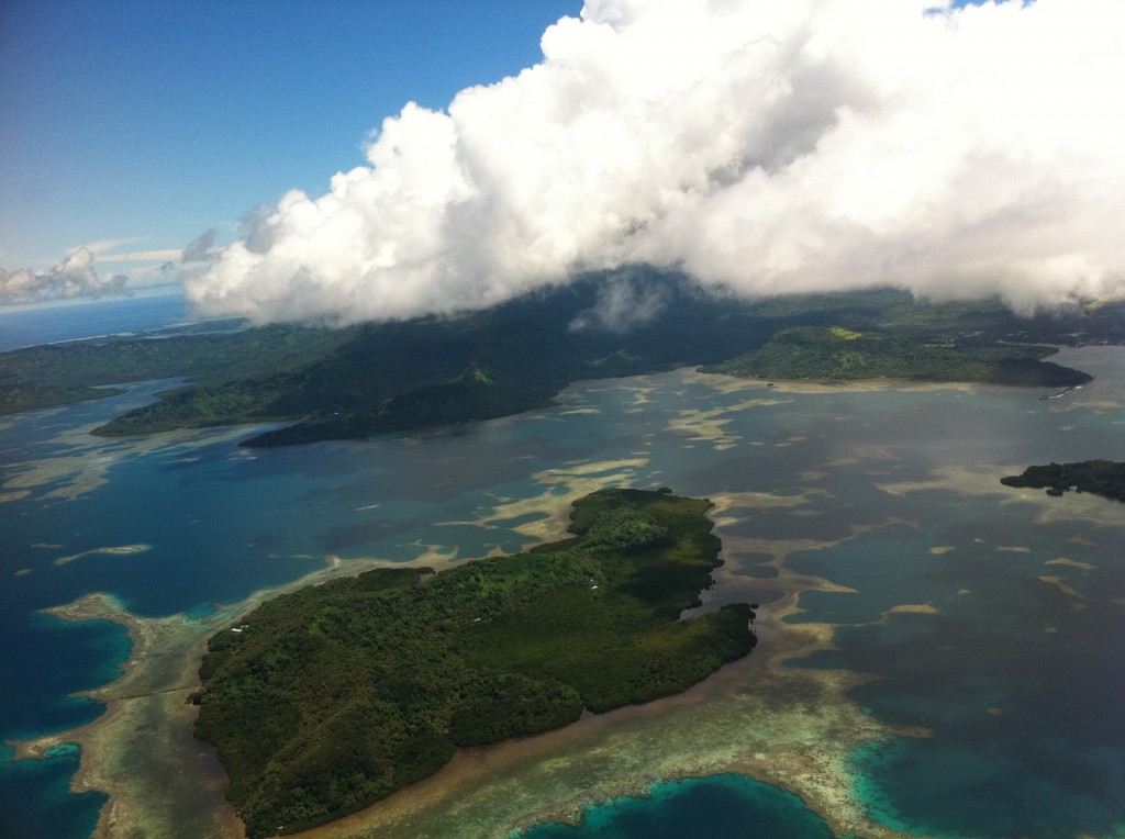 an aerial view of a large island