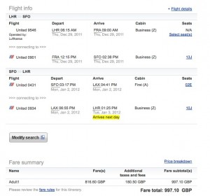 a screenshot of a flight information