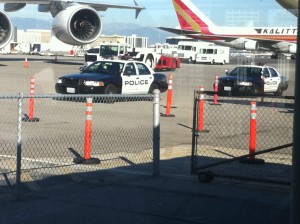 a police car parked in a parking lot