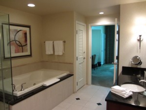 a bathroom with a bathtub and a sink