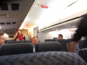 a group of people in an airplane
