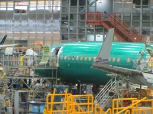 an airplane in a factory