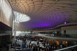 a large building with many people