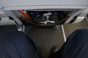 a person's legs in a bag