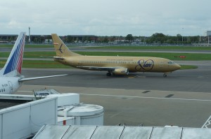 a plane on the runway