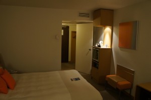 a bed in a room