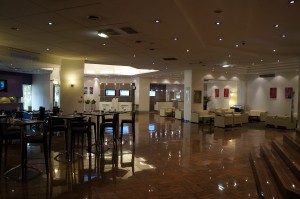 a room with tables and chairs