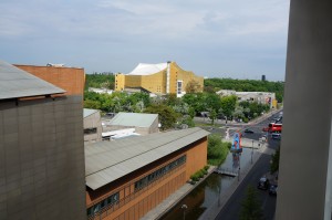 a view of a city from a high angle