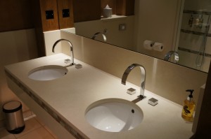 a bathroom with a mirror