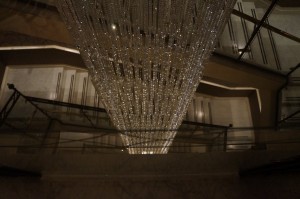 a chandelier in a building