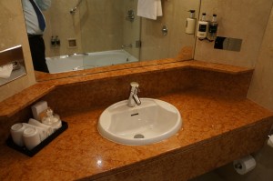 a sink in a bathroom