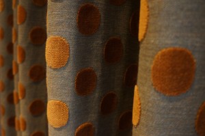 close-up of a curtain with a pattern
