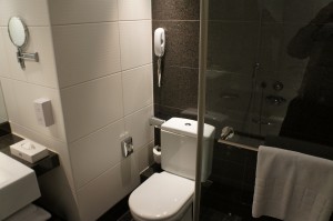 a toilet in a bathroom