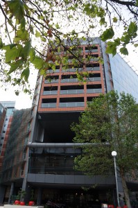 a building with trees in the background