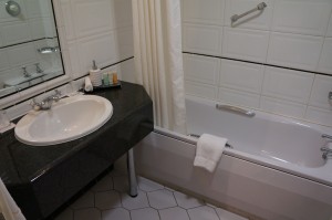 a bathroom with a sink and bathtub