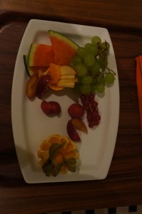 a plate of fruit on a table