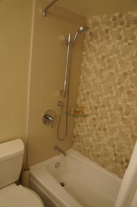 a shower and tub in a bathroom