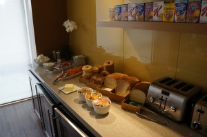 a counter with food on it