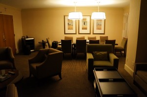 a room with chairs and a table