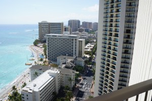 high view of a city by the ocean
