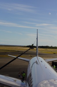 a person on the tail of an airplane