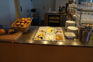 a counter with food in containers