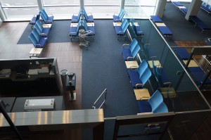 an empty airport waiting area