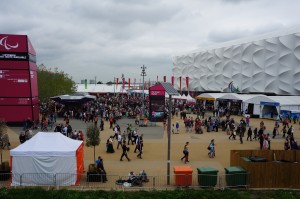 a crowd of people at a fair