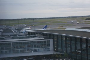 an airport with planes on the roof