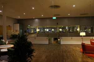 a room with a large window