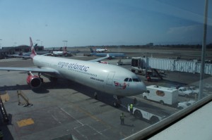 an airplane parked at an airport
