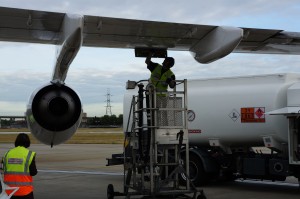 a man working on an airplane