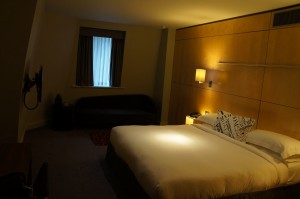 a bed in a room