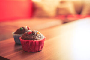 two cupcakes on a table