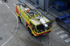 a fire truck parked on the street