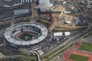 an aerial view of a stadium