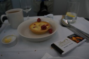 a plate of dessert on a table