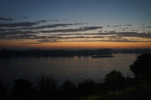 a sunset over a body of water