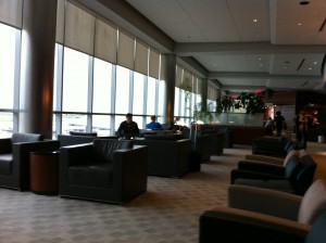 a group of people sitting in a lounge area