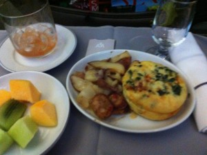 a plate of food and a drink